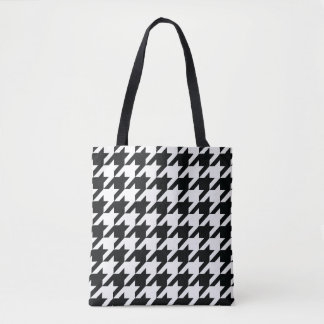 Houndstooth Pattern Black White Tote Bag