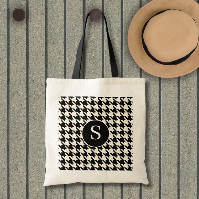 Houndstooth Pattern Black & White Tote Bag (Creator Uploaded)
