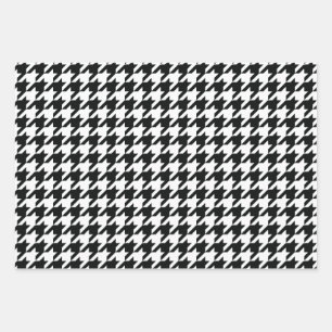 Houndstooth Pattern Black White Wrapping Paper Sheet