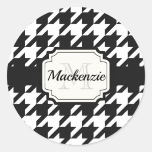 Houndstooth Pattern Classic Round Sticker