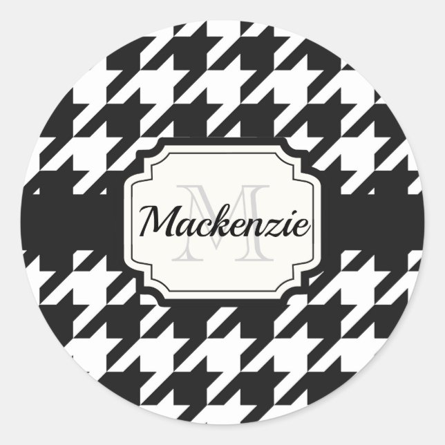 Houndstooth Pattern Classic Round Sticker (Front)