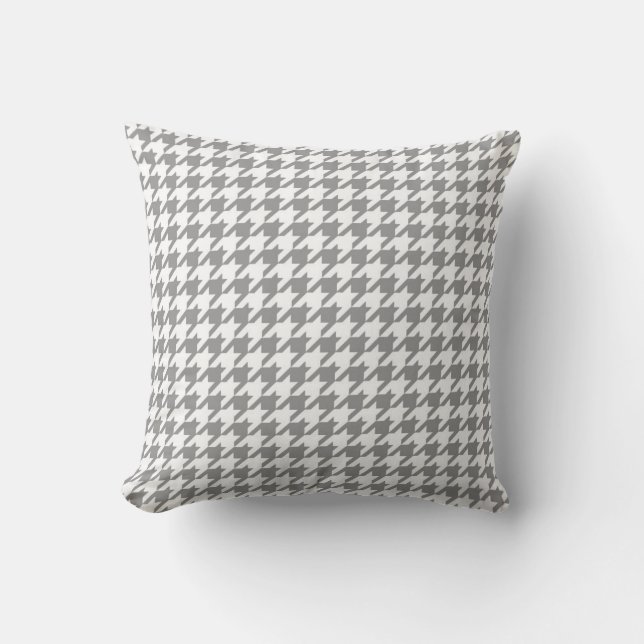 Houndstooth Pattern Grey and White Cushion (Front)