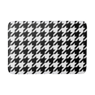 Houndstooth Pattern in Black and White Bath Mat