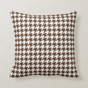 Houndstooth Pattern in Dark Brown and White Cushion