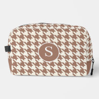 Houndstooth Pattern Mocha Mousse Toiletry Bag