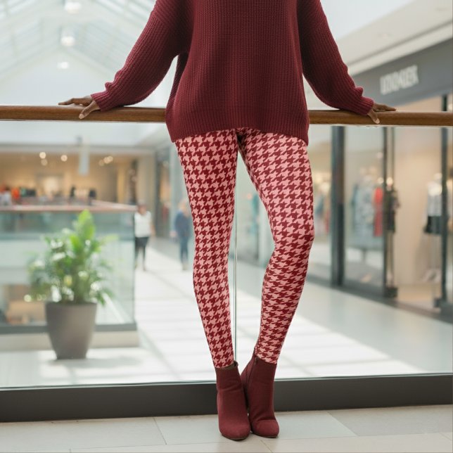 Houndstooth Pattern Pink & Red Leggings (Creator Uploaded)