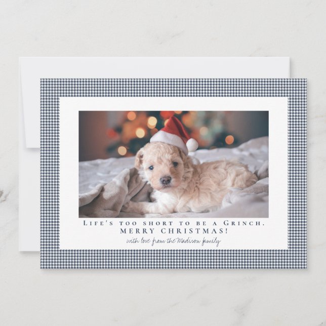 Houndstooth Peacoat frame photo  Holiday Card (Front)