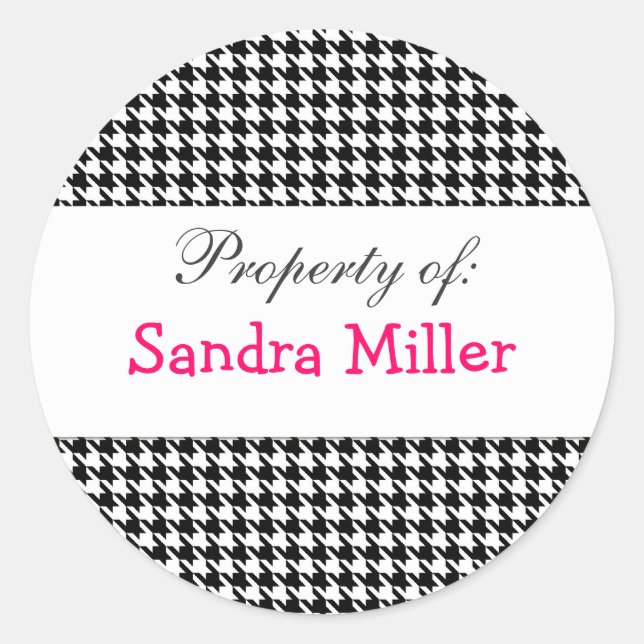 Houndstooth personalised label (Front)