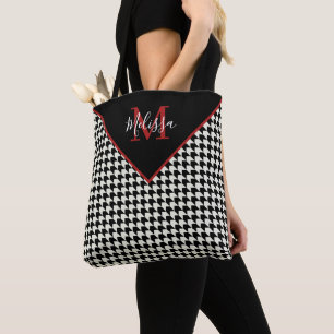 Houndstooth personalised tote bag