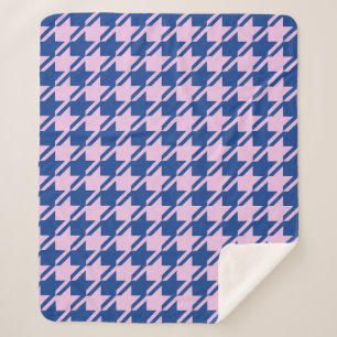 Houndstooth Pink+Blue Big Pattern Sherpa Blanket