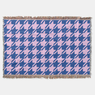 Houndstooth Pink+Blue Big Pattern Throw Blanket