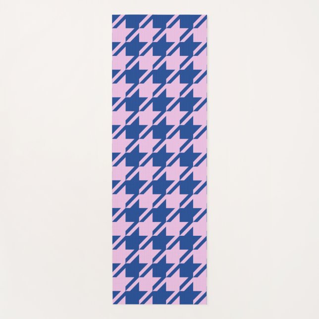 Houndstooth Pink+Blue Big Pattern Yoga Mat (Front)