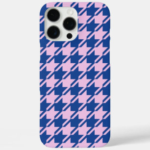 Houndstooth Pink+Blue Pattern iPhone 16 Pro Max Case