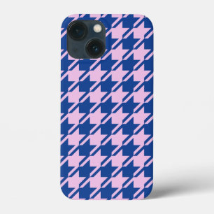 Houndstooth Pink+Blue Pattern iPhone 13 Mini Case