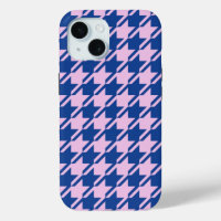 Houndstooth Pink+Blue Pattern