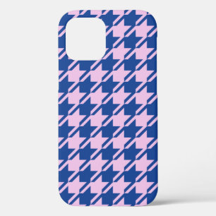 Houndstooth Pink+Blue Pattern iPhone 12 Pro Case