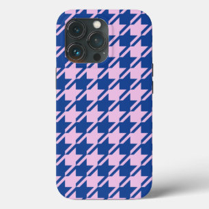 Houndstooth Pink+Blue Pattern iPhone 13 Pro Case