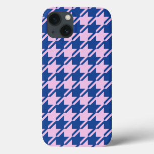 Houndstooth Pink+Blue Pattern iPhone 13 Case