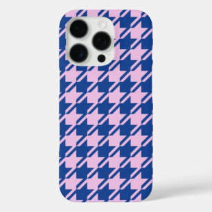 Houndstooth Pink+Blue Pattern iPhone 16 Pro Case