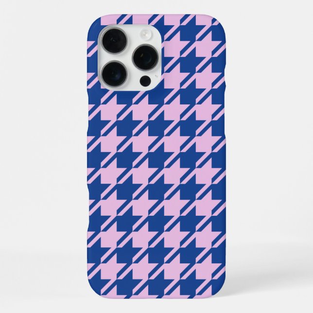 Houndstooth Pink+Blue Pattern iPhone Case (Back)