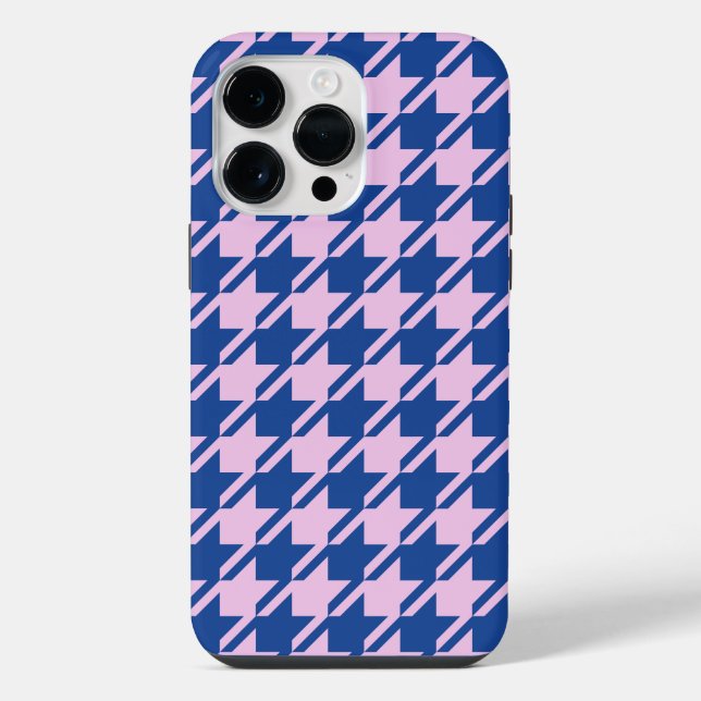Houndstooth Pink+Blue Pattern iPhone Case (Back)