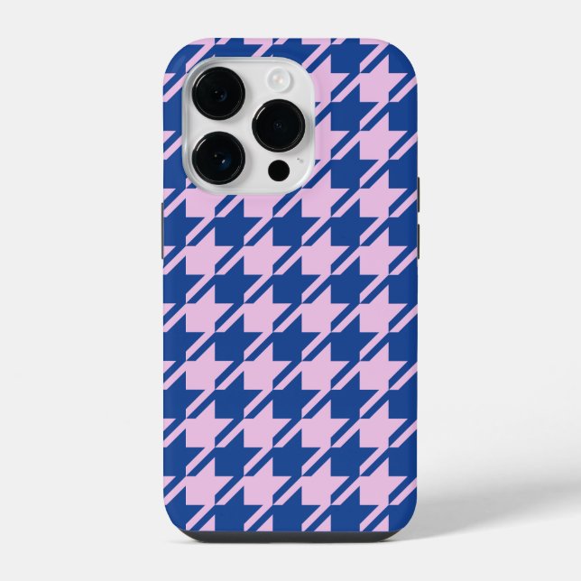 Houndstooth Pink+Blue Pattern iPhone Case (Back)