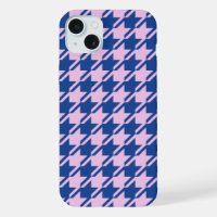 Houndstooth Pink+Blue Pattern