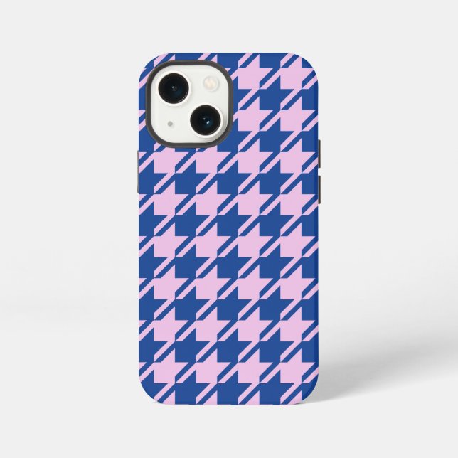 Houndstooth Pink+Blue Pattern iPhone Case (Back)