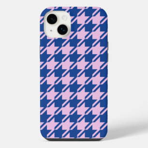 Houndstooth Pink+Blue Pattern iPhone 14 Plus Case