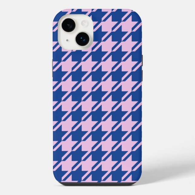 Houndstooth Pink+Blue Pattern iPhone Case (Back)