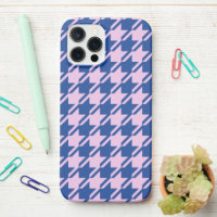 Houndstooth Pink+Blue Pattern
