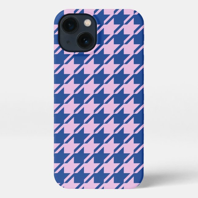 Houndstooth Pink+Blue Pattern iPhone Case (Back)