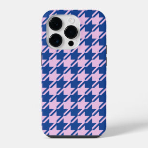 Houndstooth Pink+Blue Pattern iPhone 14 Pro Case