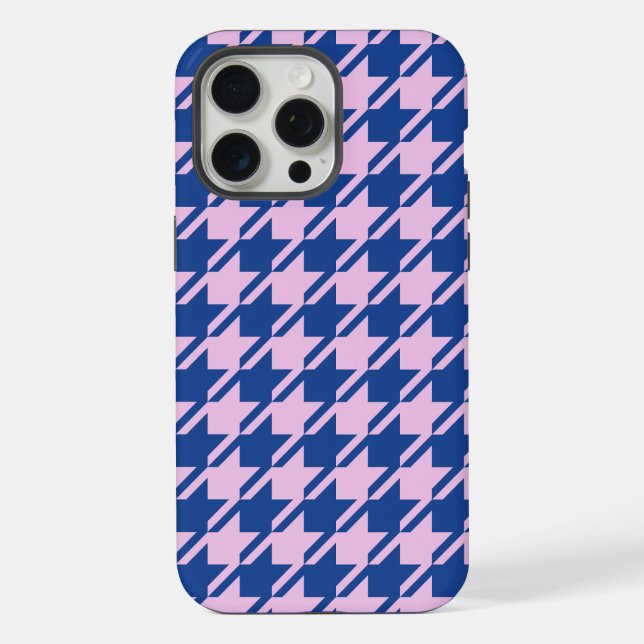 Houndstooth Pink+Blue Pattern iPhone Case (Back)