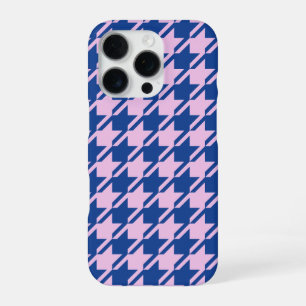 Houndstooth Pink+Blue Pattern iPhone 16 Pro Case