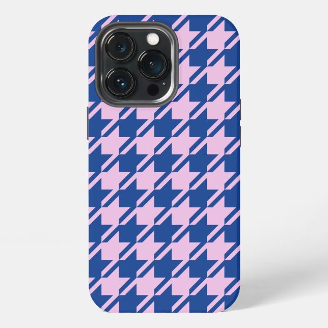 Houndstooth Pink+Blue Pattern iPhone Case (Back)
