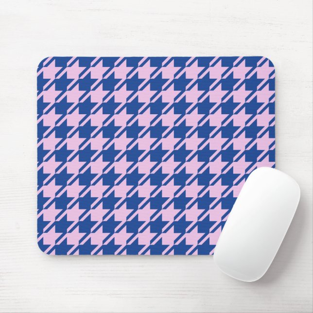 Houndstooth Pink+Blue Pattern Mouse Pad (With Mouse)