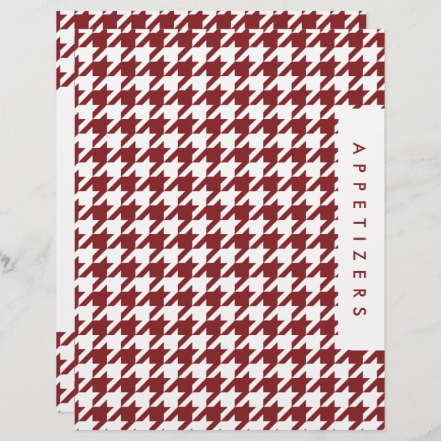 Houndstooth Recipe Divider / Appetizers / Custom   (Front/Back)