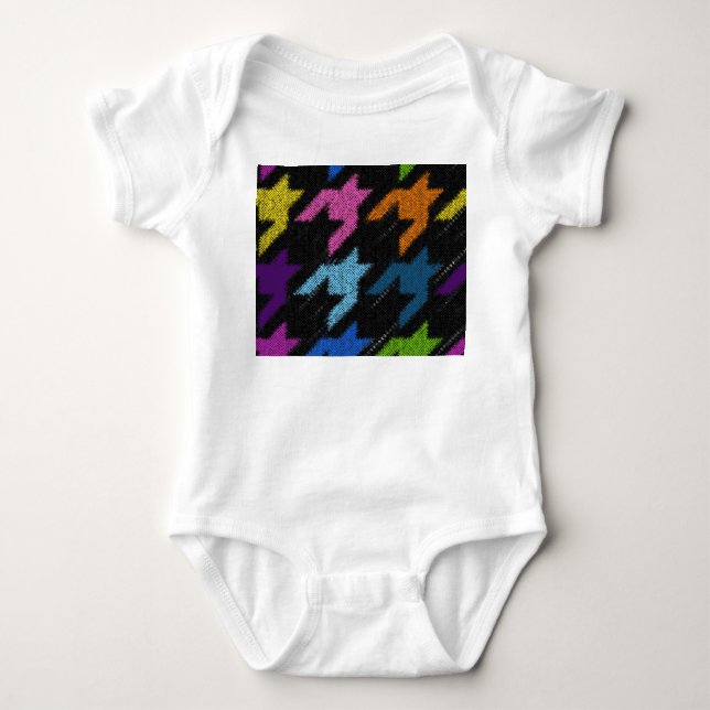 Houndstooth: rough canvas imitation. baby bodysuit (Front)