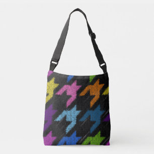 Houndstooth: rough canvas imitation. crossbody bag
