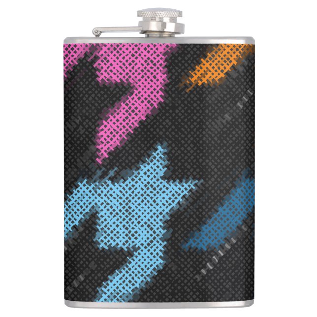Houndstooth: rough canvas imitation. hip flask (Front)