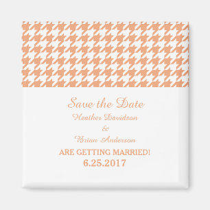 Houndstooth Save the Date Magnet, Orange Magnet