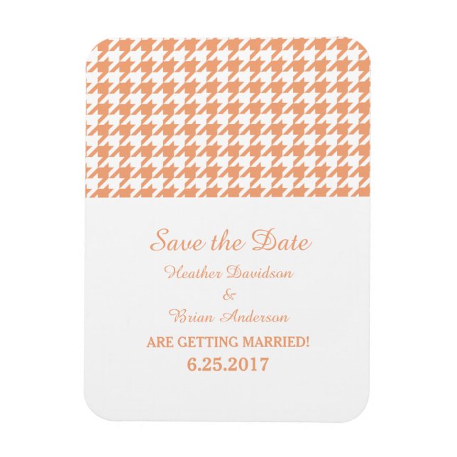 Houndstooth Save the Date Magnet, Orange Magnet (Vertical)