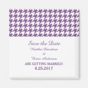 Houndstooth Save the Date Magnet, Purple Magnet
