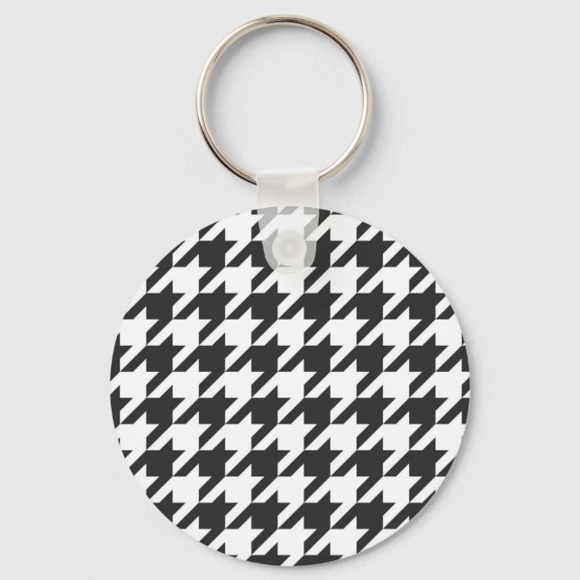 Houndstooth seamless grey, black and white pattern key ring (Front)