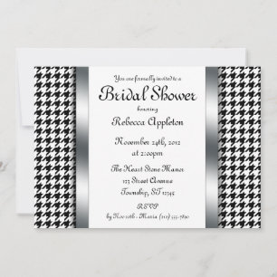Houndstooth & Silver Design Bridal Shower Invites