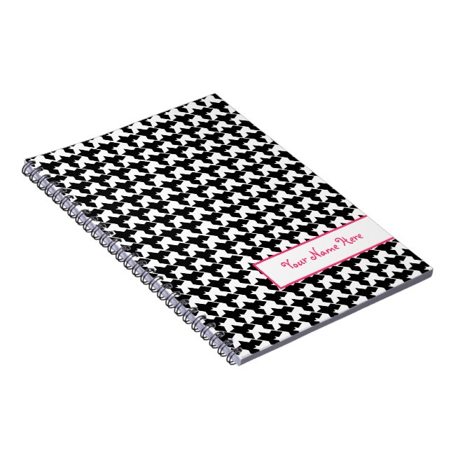 Houndstooth Spiral Personalised Notebook (Right Side)