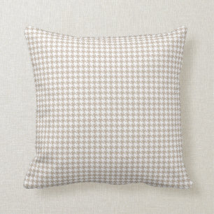 Houndstooth Tan and White Cushion