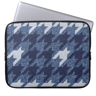 Houndstooth Tartan Jeans Background Design Laptop Sleeve