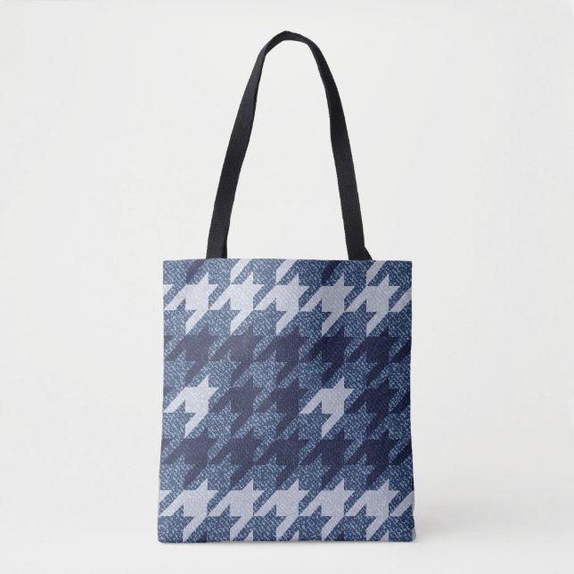 Houndstooth Tartan Jeans Background Design Tote Bag (Front)